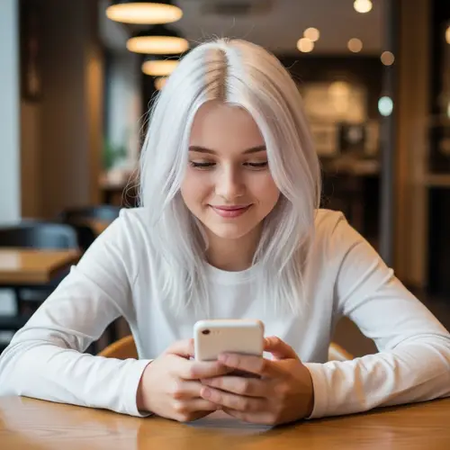 Teenage Girl with White Hair | Brightens Up Table Scene