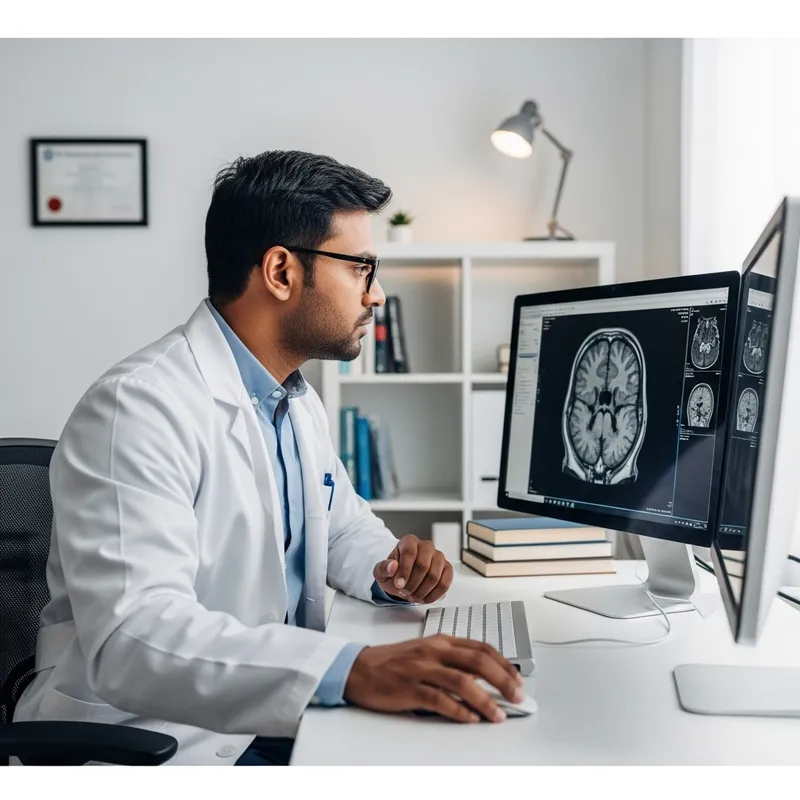 Radiologist Diagnosing MRI Studies Online
