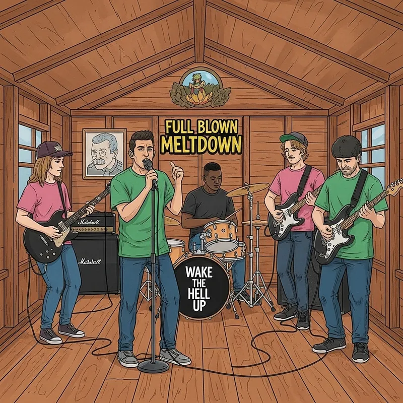 Full Blown Meltdown Band - Energetic Performance in Cozy Setting