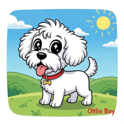 Lovable Maltipoo Ollie Boy Cartoon Art