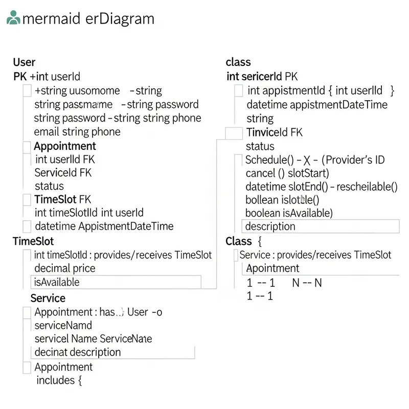 Online Appointment System ERD and Class Diagram