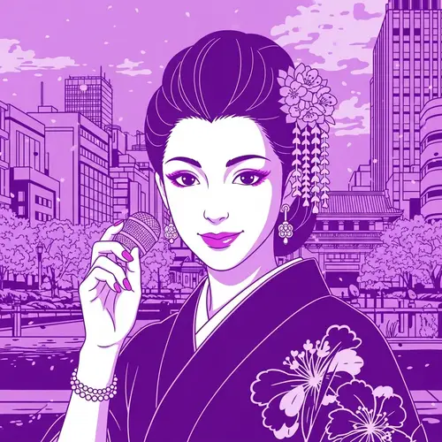 Vibrant Portrait Illustration of Influential Female Singer in Modern City