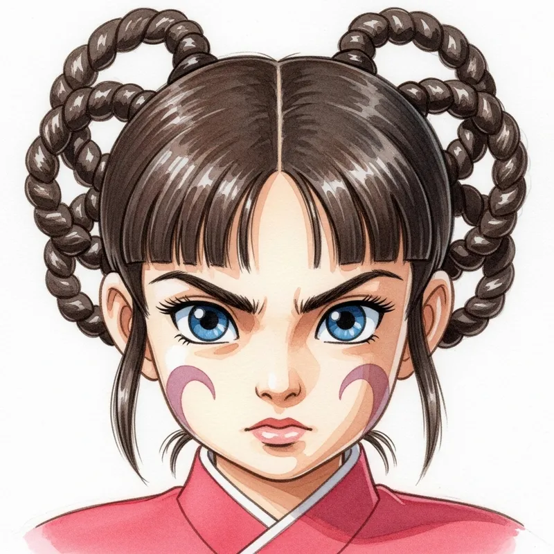 Katara Closeup Face | Asian-Inspired Watercolor Portrait