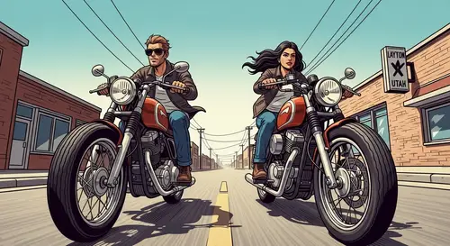 Dynamic Cafe-Style Motorcycle Ride through Layton Utah