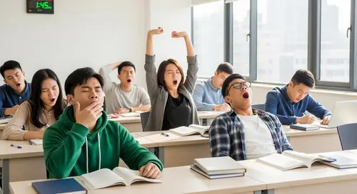 High-Resolution Image of Chinese University Students in Classroom