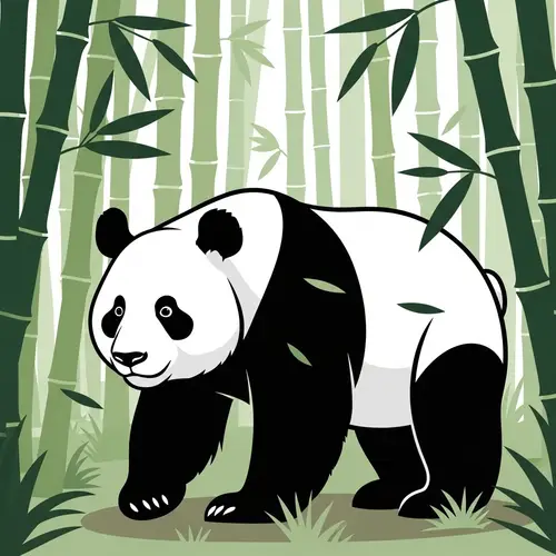 Giant Panda in Bamboo Forest Illustration