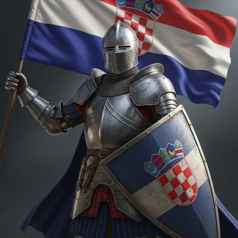 Resolute Hispanic Knight | Croatian Coat of Arms Flag Artwork