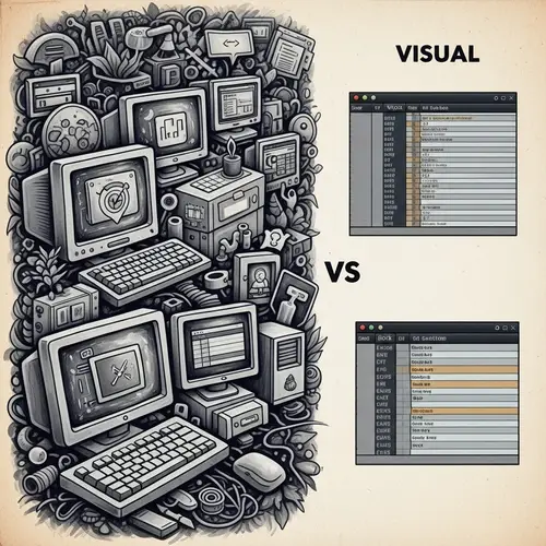 Visual vs Block Code Editor Comparison in Vintage-Inspired Painting