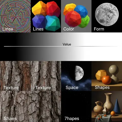 Elements of Art: Lines, Color, Form, Value, Texture, Space, Shapes
