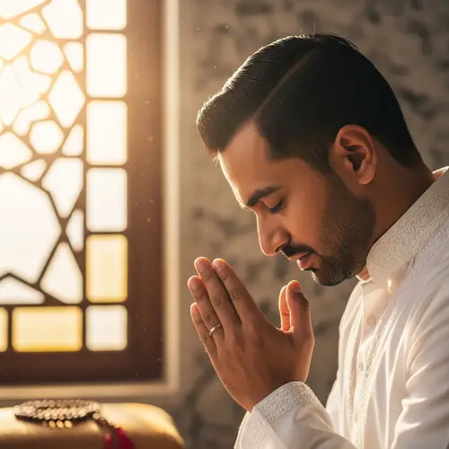 South Asian Man in Prayer - Peaceful Devotion