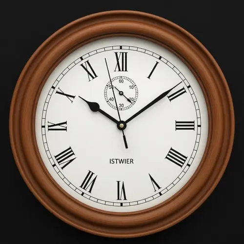 Elegant Wooden Frame Analog Clock - Time's Progression