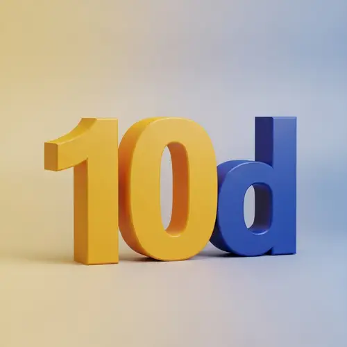 Stylish 3D '10 D' Artwork | Golden '10' & Deep Blue 'D'