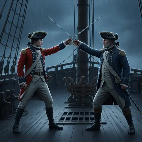 18th-Century British Navy Duel in Night Rain | Intense Showdown