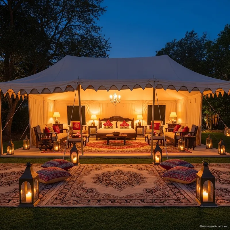 Luxurious Outdoor Tent with Elegant Decor | A Serene Escape into Nature