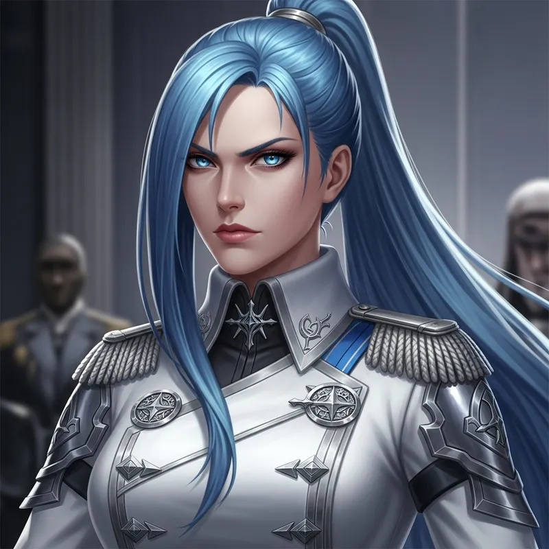 Hyper Realistic Portrait of Blue-Haired Female Warrior - Esdeath