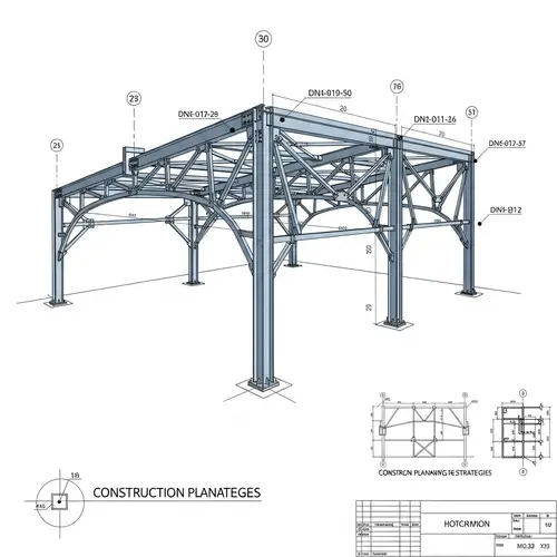Detailed CAD-Style Drawing for Steel Structure