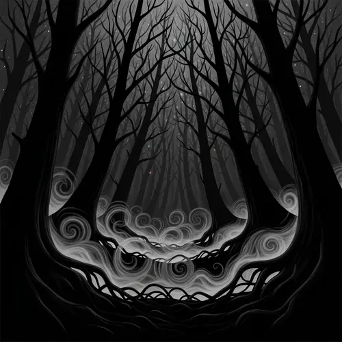 Nocturnal Woodland: Abstract Dark Forest Art