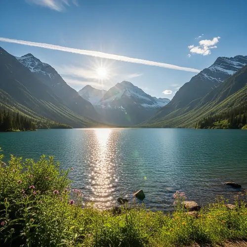 Tranquil Lake with Breathtaking Mountain View