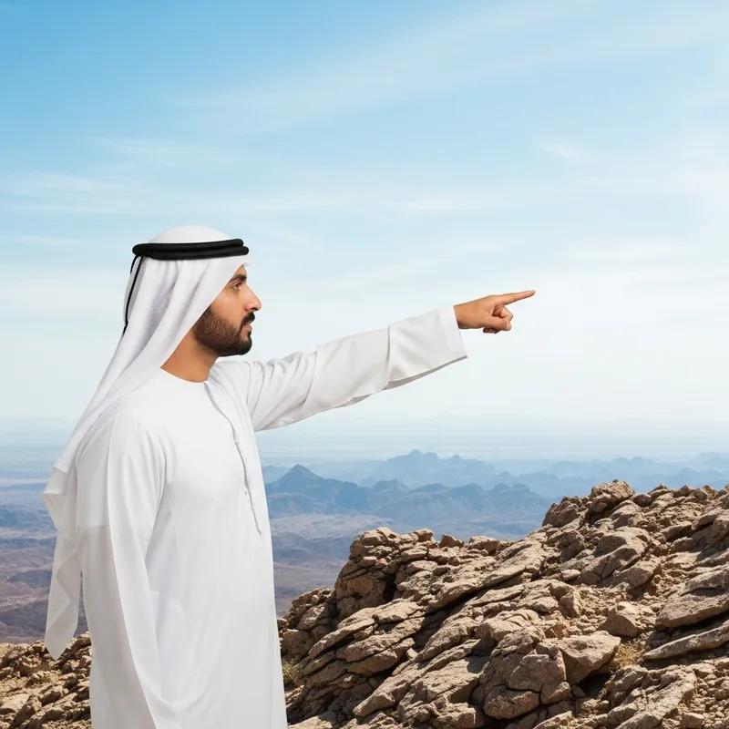 Man Pointing Towards Distant Horizon | Desire and Distance