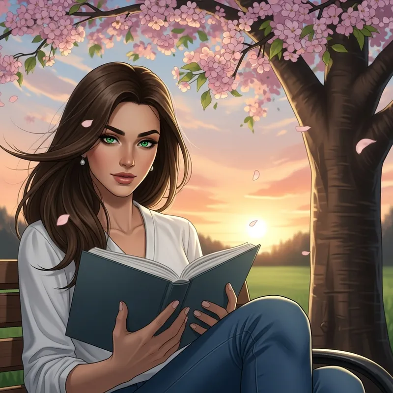 Captivating Image of a Woman Sitting on a Park Bench