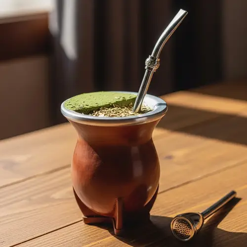 Authentic Yerba Mate Gourd and Bombilla | Herbal Tea Image