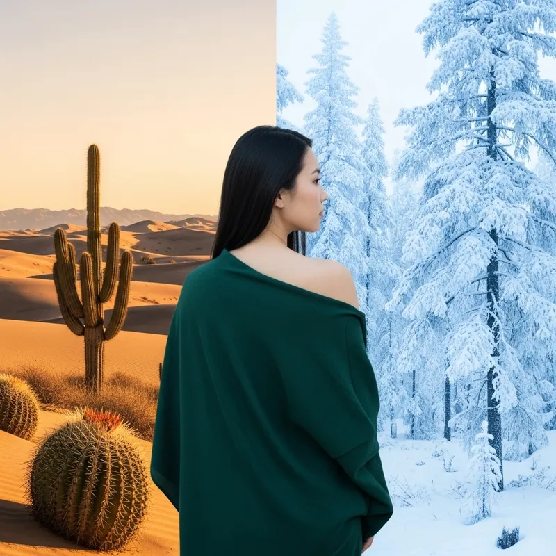 Beautiful Girl in Scenic Landscape Transformation