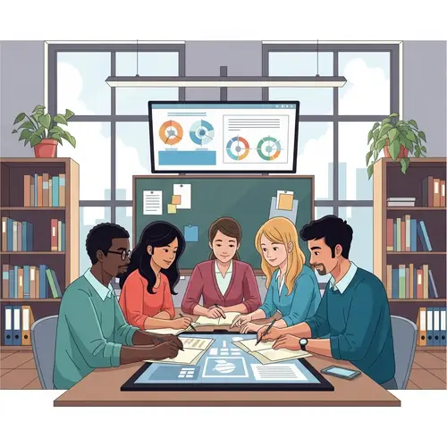 Diverse Group of Students Cooperating in Contemporary Classroom