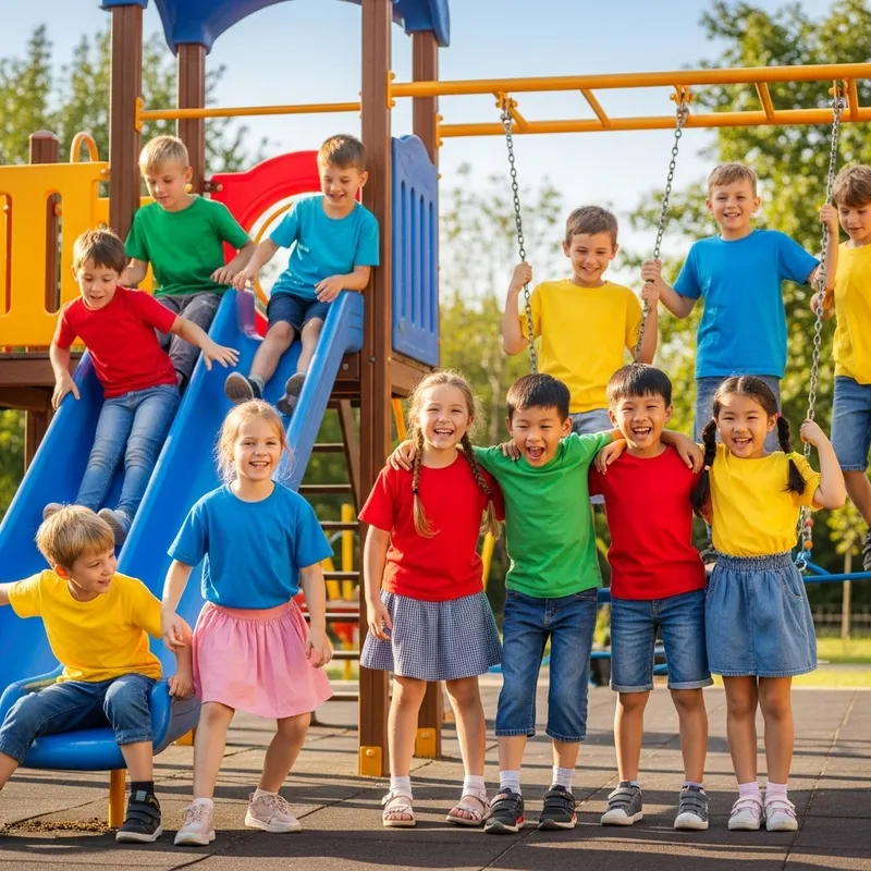 Diverse Kids Fun at Colorful Playground | Pampers Diapers Scene