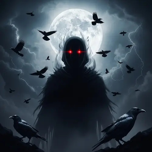 Mystic Warrior Silhouette Wallpaper | Stormy Sky & Full Moon