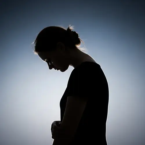 Caucasian Woman's Silhouette of Inner Pain