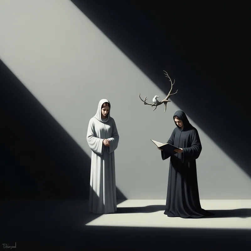 Surrealistic Scene: Denial of Death Captured in Gothic Style Surrealistic Scene: Denial of Death Captured in Gothic Style