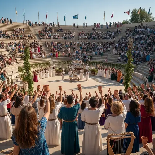 Grand Dionysian Festival in a Diverse Amphitheater