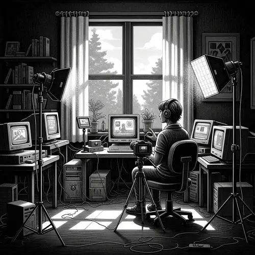 Vintage Black and White Engraving Style Digital Painting