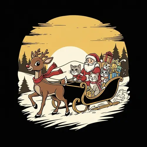 Enchanting Holiday Sleigh Ride | Whimsical Festive Art