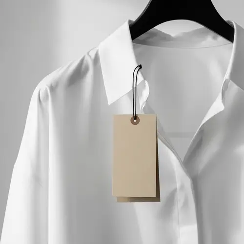 Oversized White Women's Shirt with Beige Tag Holder