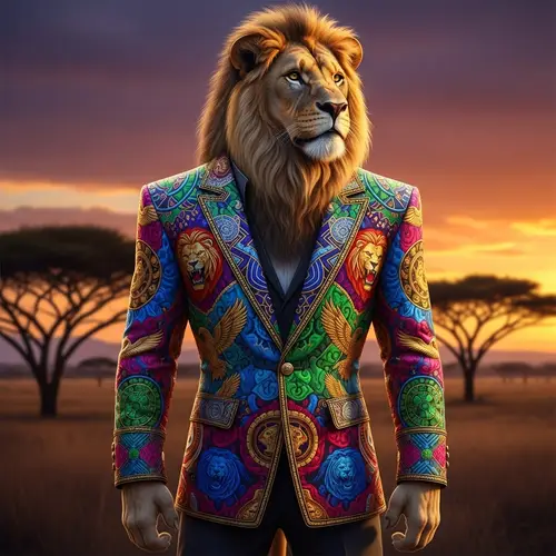 Majestic Lion in a Stylish Jacket | Unique Animal Fashion
