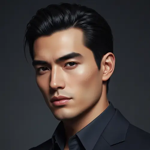 Captivating Eurasian Man Portrait with Slick-Back Hair