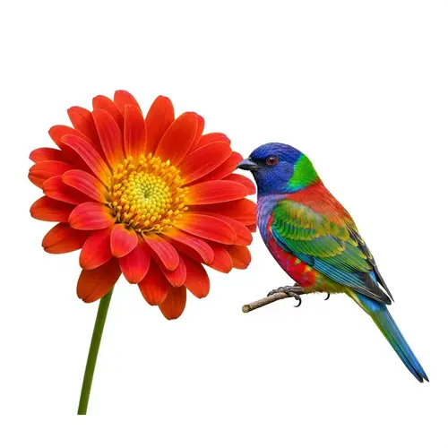Vibrant Flower and Beautiful Bird - Studio Photo