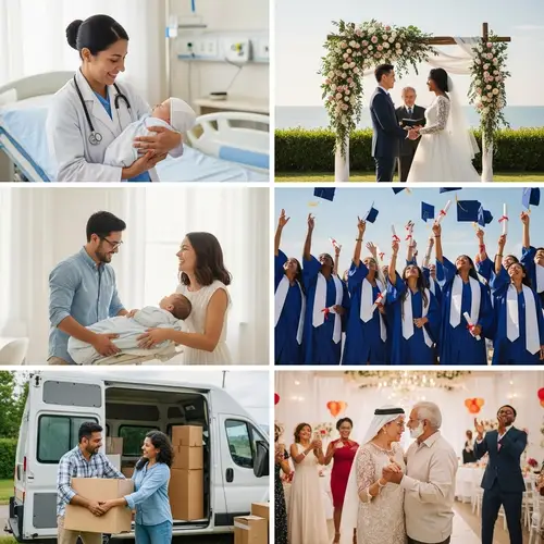 Life's Milestones - Birth, Wedding, Graduation, Moving, Anniversary