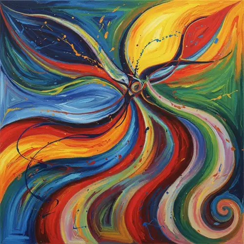 Dynamic Abstract Oil Painting Depicting Leadership | Artistic Vision