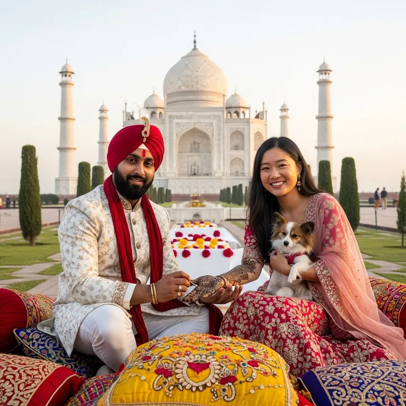 Splendid Asian Wedding Celebration near Taj Mahal - Joyous Event with Devzcutz and Radhika