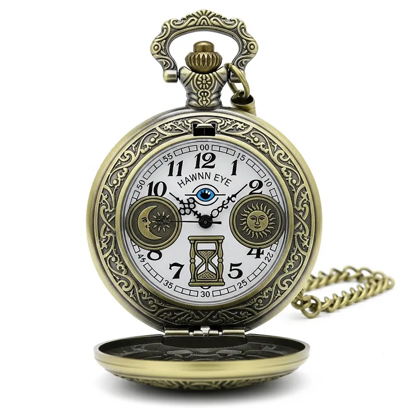 Antique Brass Pocket Watch with Hawk-Eye Dial