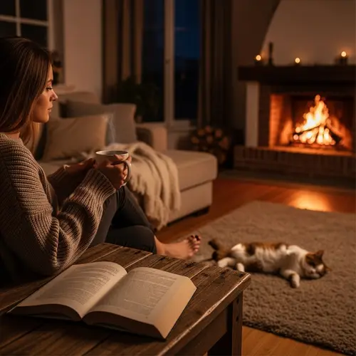 Cozy Home Relaxation: Peaceful Evening Imagery