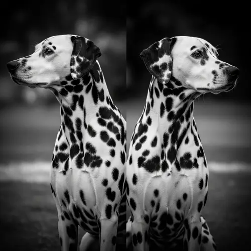 Detailed Black and White Photo of Two Dalmatians