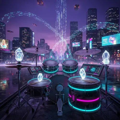 Cyberpunk Drums - Futuristic Beats in Urban Setting