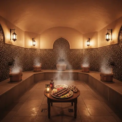 Traditional Bathhouse Kebabs | Relaxation & Dining Experience