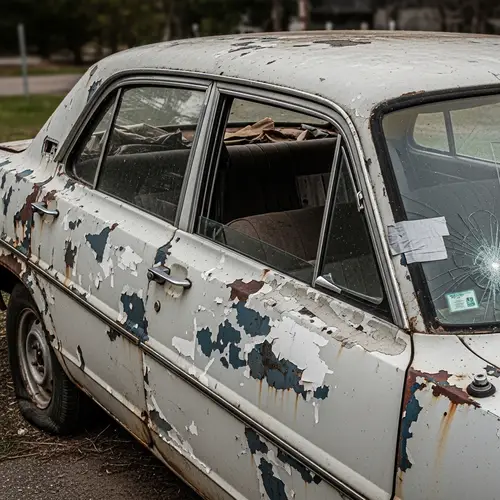 Weathered and Battered Car - Symbol of Time's Passage