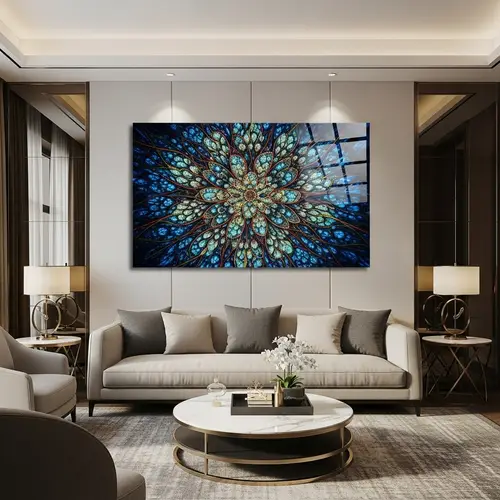 Luxurious Designer Room with Unique Glass Print