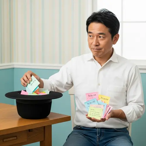 Middle-Aged Asian Man in Casual Attire at Bright Home Office