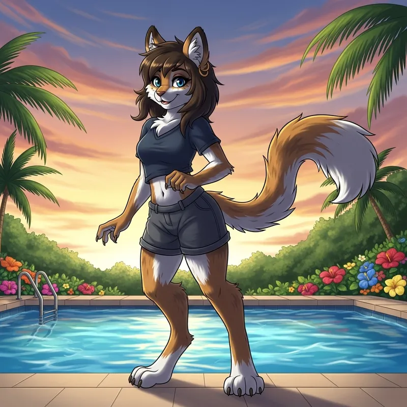 Charming Woman Relaxing Poolside